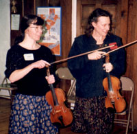 Susan Conger and Becky Anderson playing Fiddle Geese